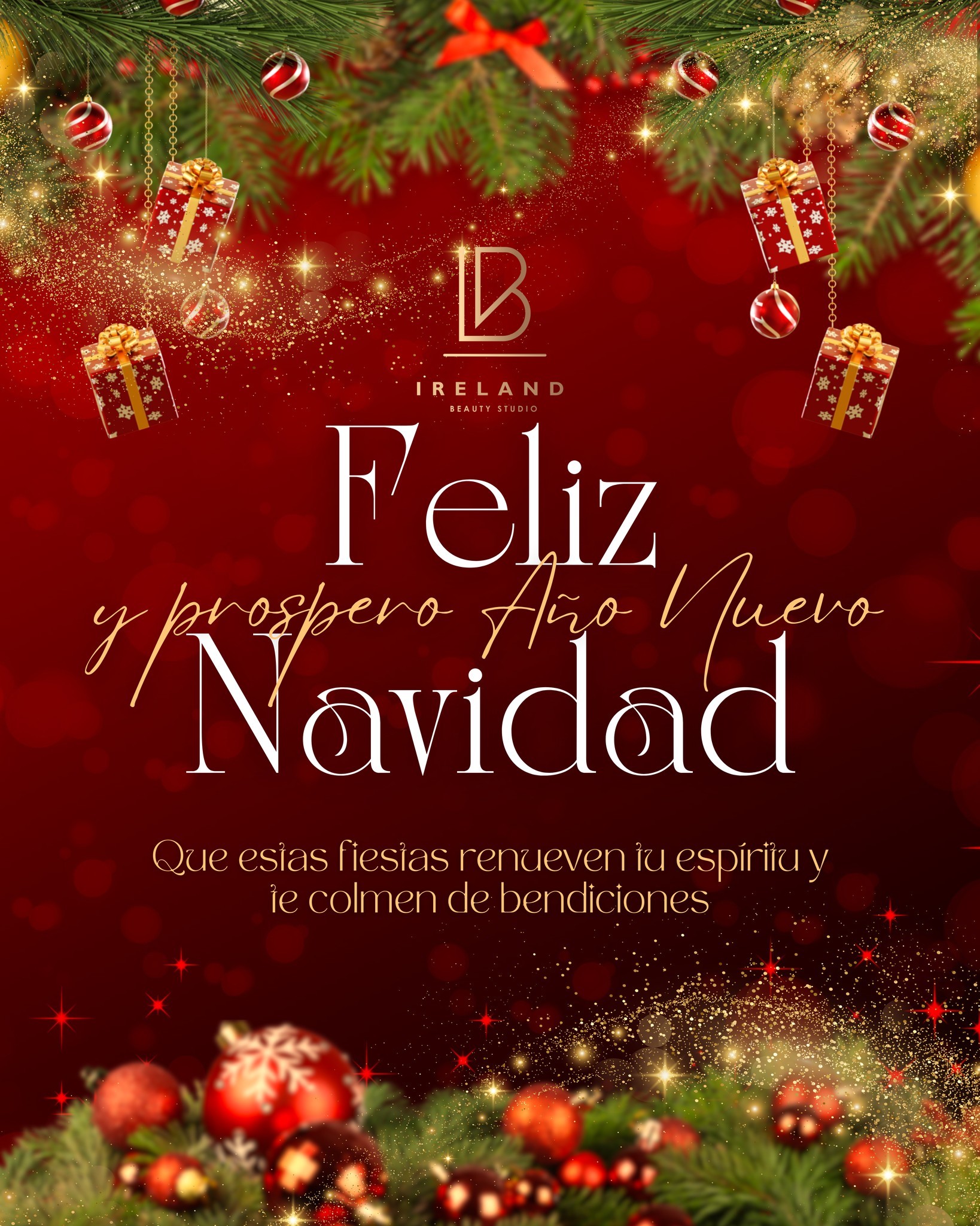 🎄 ¡Felices Fiestas de parte de Ireland Beauty Studio!

✨Que estas fiestas renueven tu espíritu y te colmen de bendiciones. 
Te deseamos una Navidad llena de alegría y un Año Nuevo cargado de éxitos.

Gracias por confiar en nosotros. 
¡Nos vemos en 2026 para seguir realzando tu belleza! 💫

#irelandbeautystudio #fyp #añonuevo2025 #mexico #CDMX salondebelleza