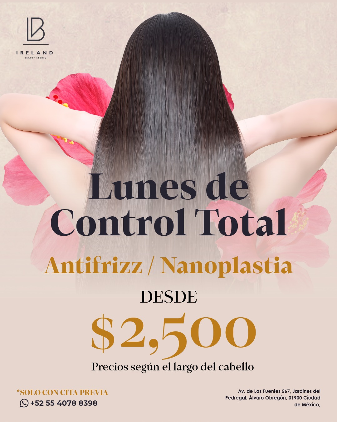 📅 ¿Y si te decimos que cada día de la semana hay un motivo para consentirte?

¡En Ireland Beauty Studio, queremos que tu cabello sea tu mejor accesorio, de lunes a jueves! 🌸

Déjanos cuidar de ti con nuestras ofertas diarias:

✨ LUNES: Lunes de Control Total (Antifrizz/Nanoplastia) desde $2,500.
✨ MARTES: Martes de Reparación (Reparación Profunda) a tan solo $1,000.
✨ MIÉRCOLES: Miércoles de Color (Color + Mascarilla de Hidratación) desde $1,300.
✨ JUEVES: Jueves de Mantenimiento (Matiz + Mascarilla) desde $950.

¡Dale a tu cabello el amor que se merece! No esperes más.

👇 Reserva tu cita previa y descubre por qué somos tu estudio de belleza de confianza.
📲 WhatsApp: +52 55 4078 8398

Precios según el largo del cabello (consultar términos).

#irelandbeautystudio #HairCareMX #HealthyHair #LuxuryHair #hairtreatment #ColorPersonalizado #CabelloSano #hairtransformation