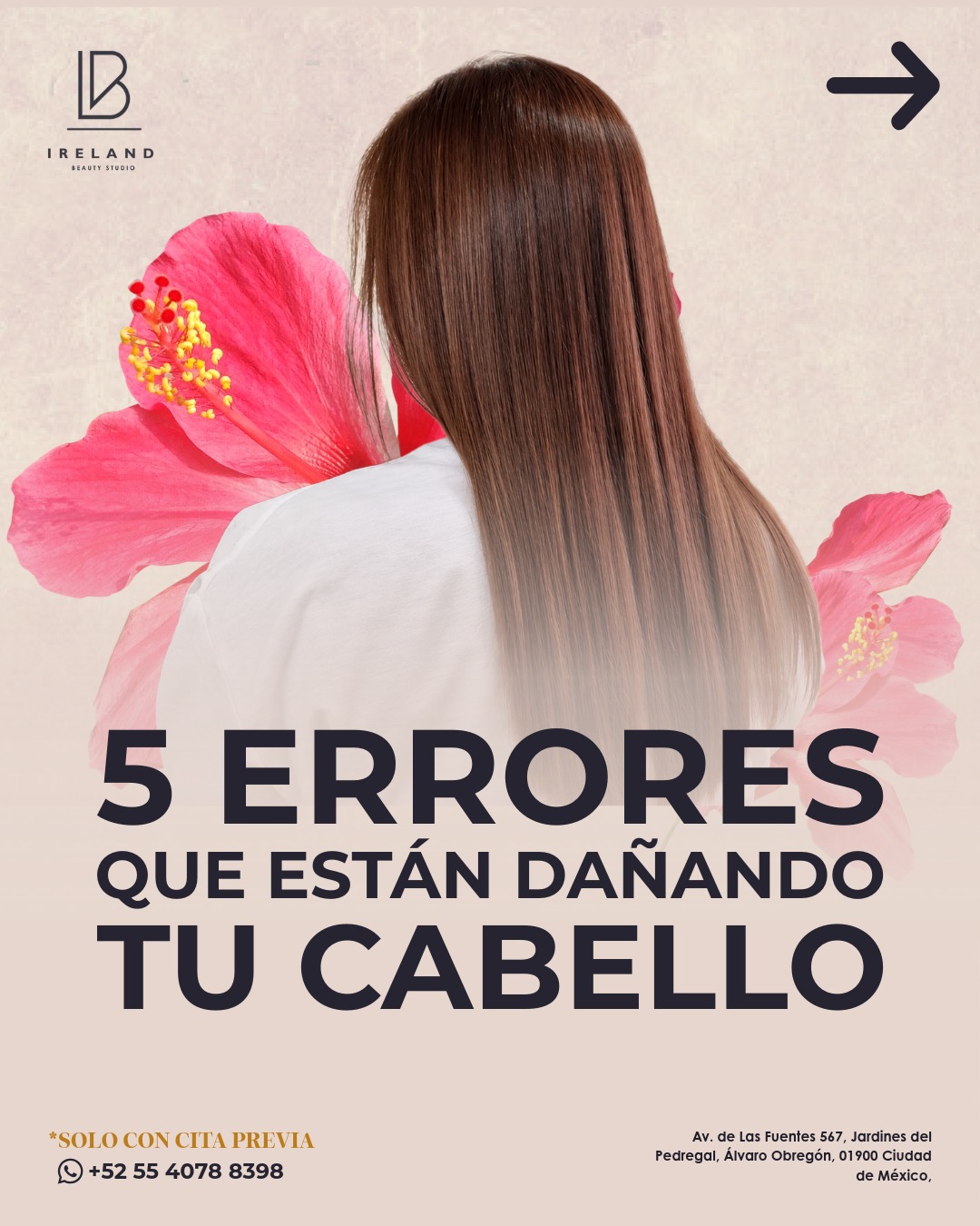 #CuidadoDelCabello | ✨ TU CABELLO MERECE MÁS QUE SOLO VERSE BIEN
Cuídalo, recupéralo y dale el tratamiento que realmente necesita. 💇♀️✨
En Ireland Beauty Studio tenemos el cuidado que tu cabello necesita.
📍 Ireland Beauty Studio
Av. de Las Fuentes 567, Jardines del Pedregal, CDMX
📲 Citas: 55 4078 8398
#CabelloSano #TratamientoCapilar #SalonDeBellezaCDMX #JardinesDelPedregal